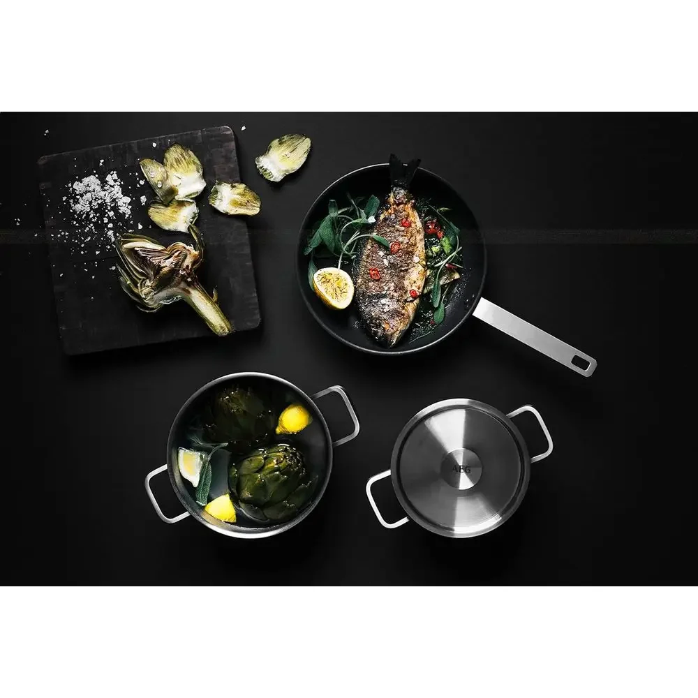 3-Piece Stainless Steel Frying Pan and Saucepan Set, Induction Ready