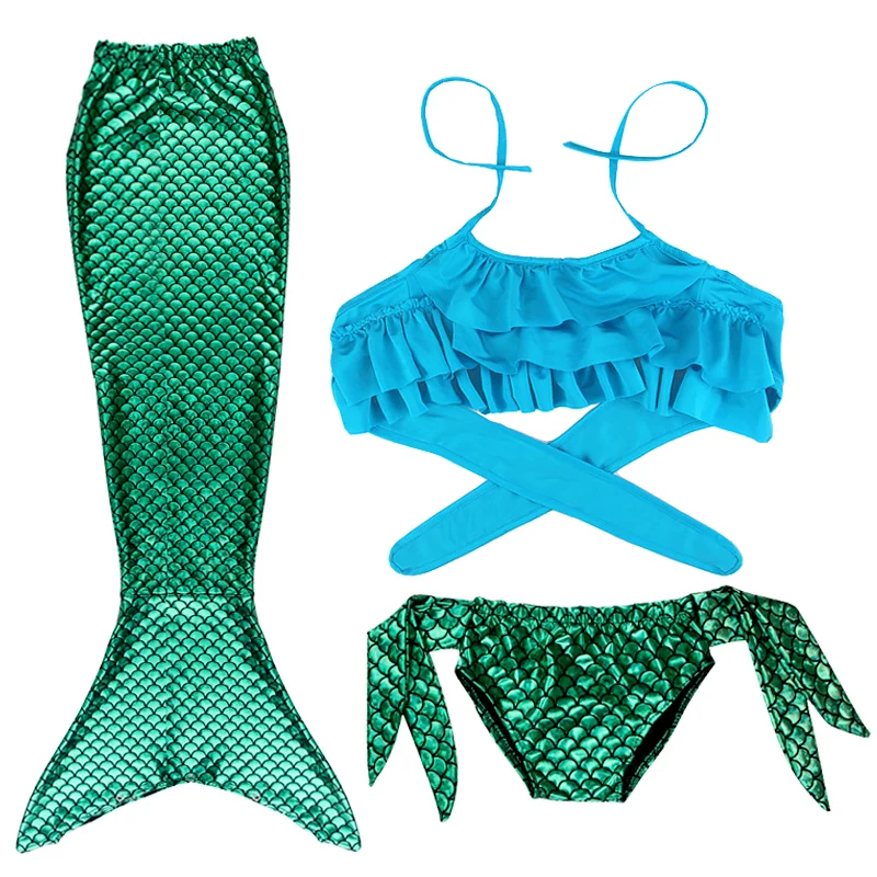 Little Girl Mermaid Tail Props, Kids Beach Bikini Swimsuit, Mermaid Cosplay Swimsuit, Birthday Gift for Girls