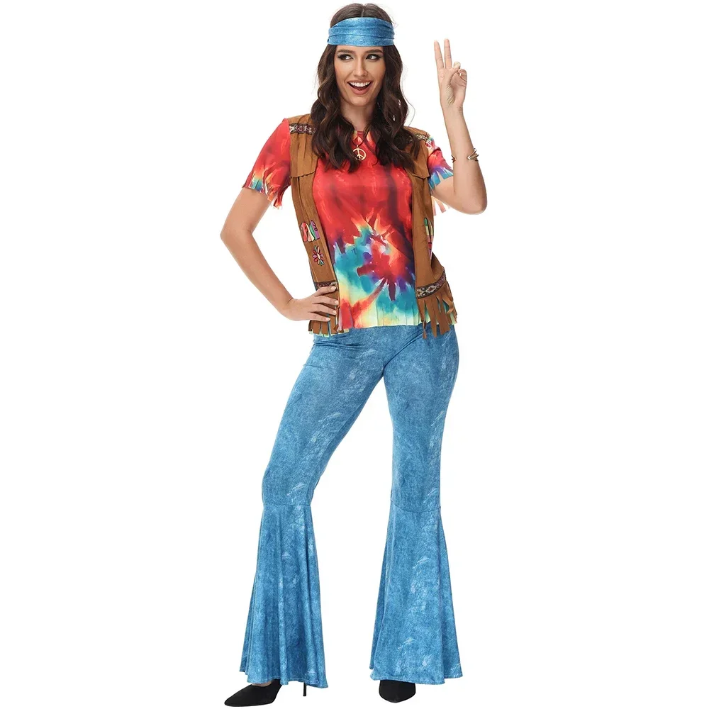 

70s Hippie Costume Womens Disco Costume Vintage Rock Disco Music Festival Cosplay Hippie Hip-hop Performance Costumes