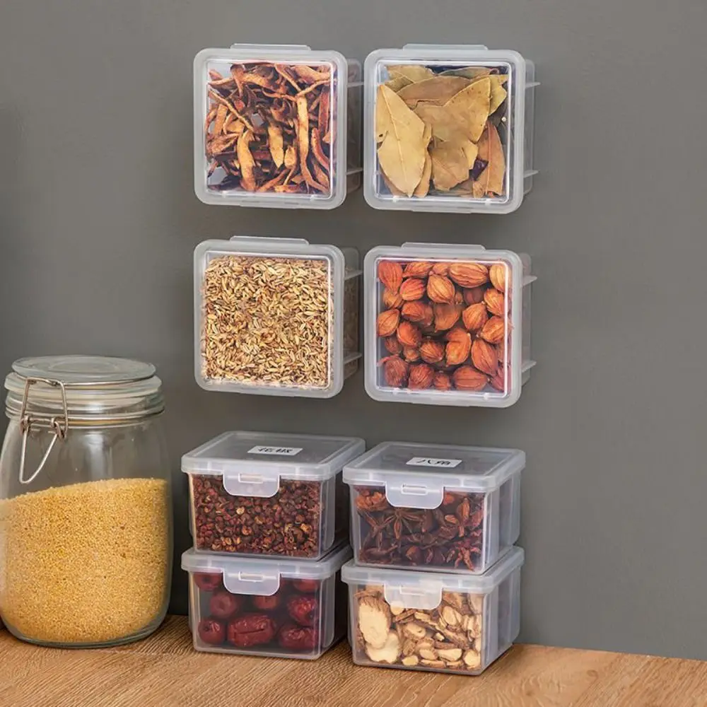 

2 Pcs Dust-proof Magnetic Spice Jars Sealed With Spice Label Wall Mounted Seasoning Box Removable Spice Storage Box Cabinet