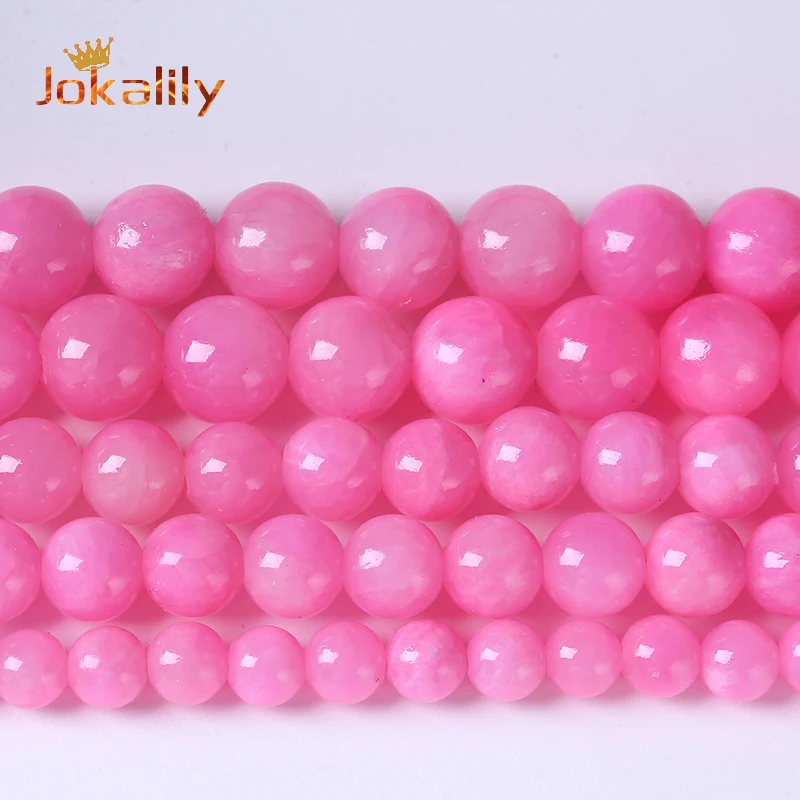 Natural Magenta Angelite Jades Stone Beads Round Loose Beads For DIY Jewelry Making Bracelets Charms Accessories 6 8 10 12mm 15