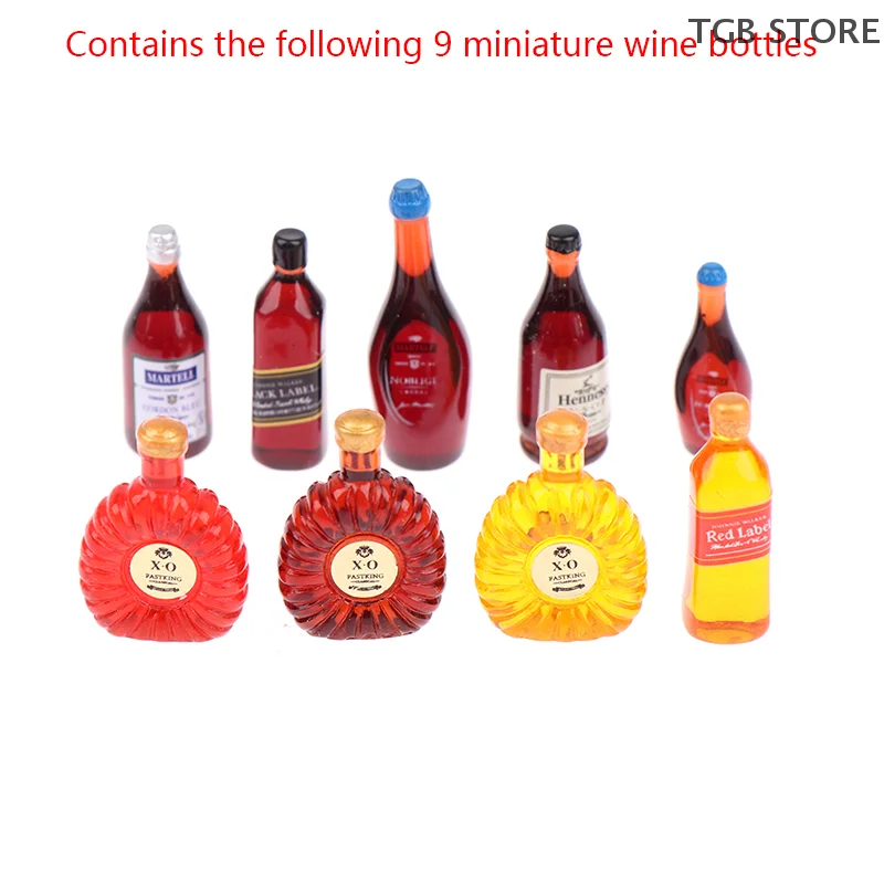 

9Pcs Random Resin Doll House World Famous Foreign Wine XO Whiskey Miniature Food Play