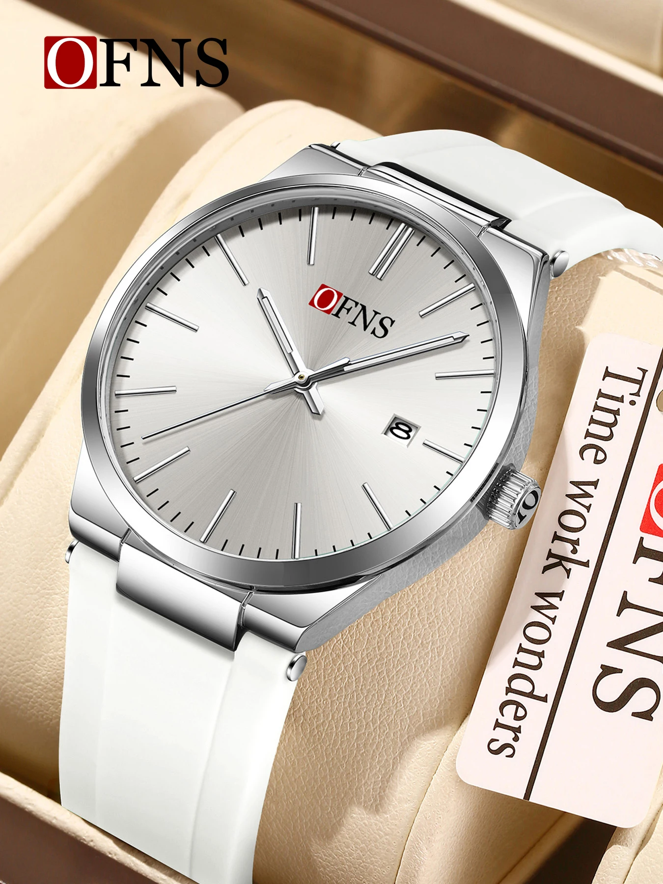 OFNS1631 ساعة كوارتز للرجال والنساء 3ATM مقاومة للماء بتقويم مضيء خفيفة الوزن 10 ملم هيكل من سبائك الزنك للجنسين #1