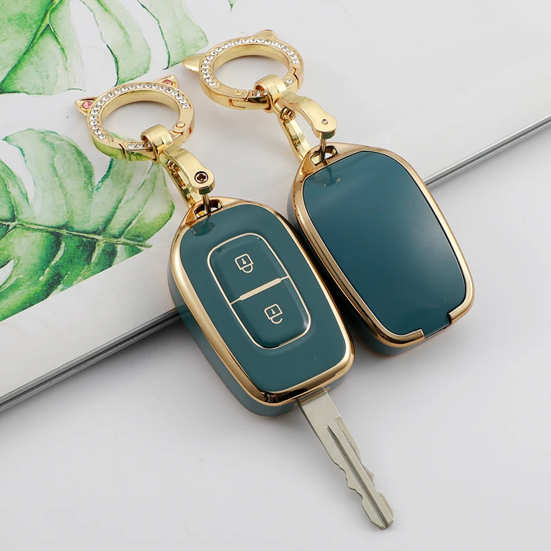 LLavero de carcasa de 2 botones para Renault, Kwid, símbolo de tráfico, Dacia, Sandero, Logan, Duster 2016, 2017, 2018, funda de TPU para llave de