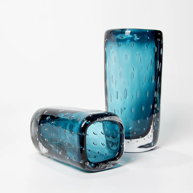 

Light luxury bubble glass vase living room flower arrangement ornament transparent glass vase model room home decoration