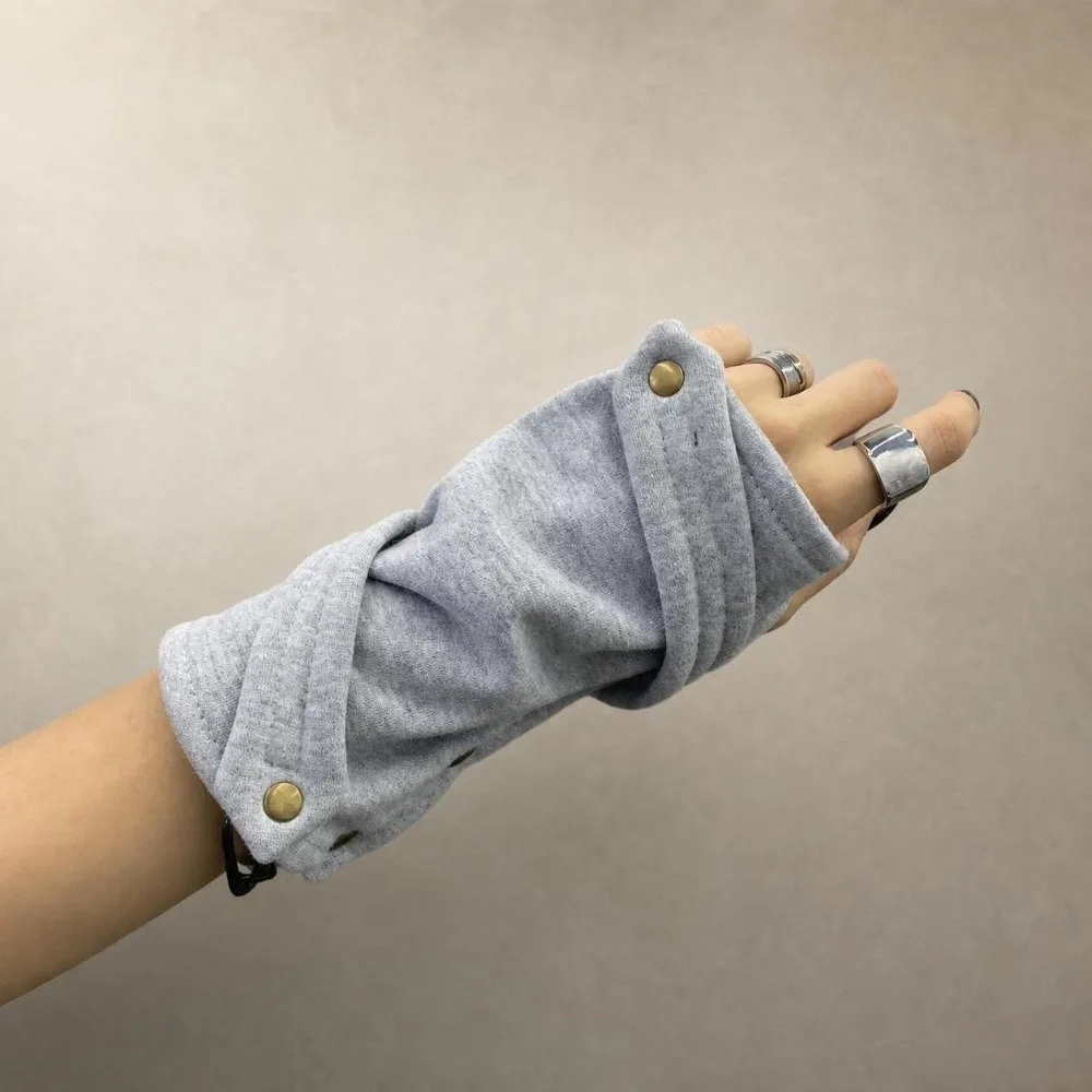 Snap-Button Closure Half Finger Gloves Warm Unisex Fingerless Gloves Breathable Decorative Design Street Dance Gloves For Couple
