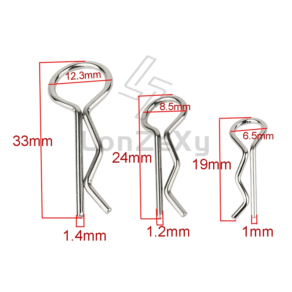 20/50 1/8 1/10 1/12 1/14 1/16 1/18 RC Auto Carrosserie R Clips Carrosserie Pin Metalen Body Shell Clip Pin Buggy Truck Speelgoed Accessoires