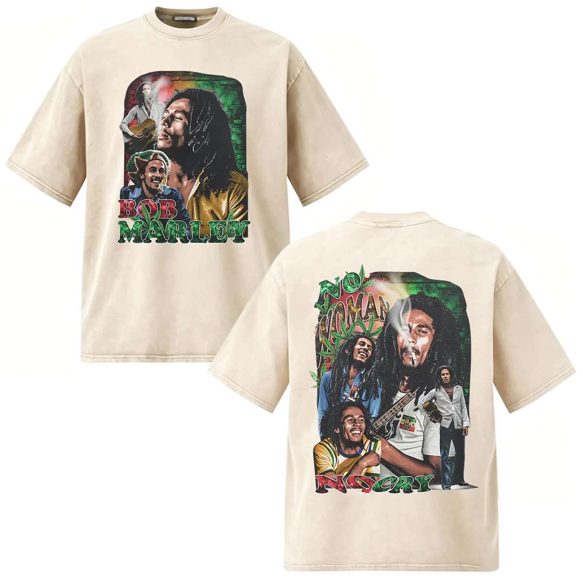 Rapper Reggae Music Bob Marley Graphic T Shirts Men's Women Clothing Vintage Washed T-shirt Cotton Casual Short Sleeve T-shirts