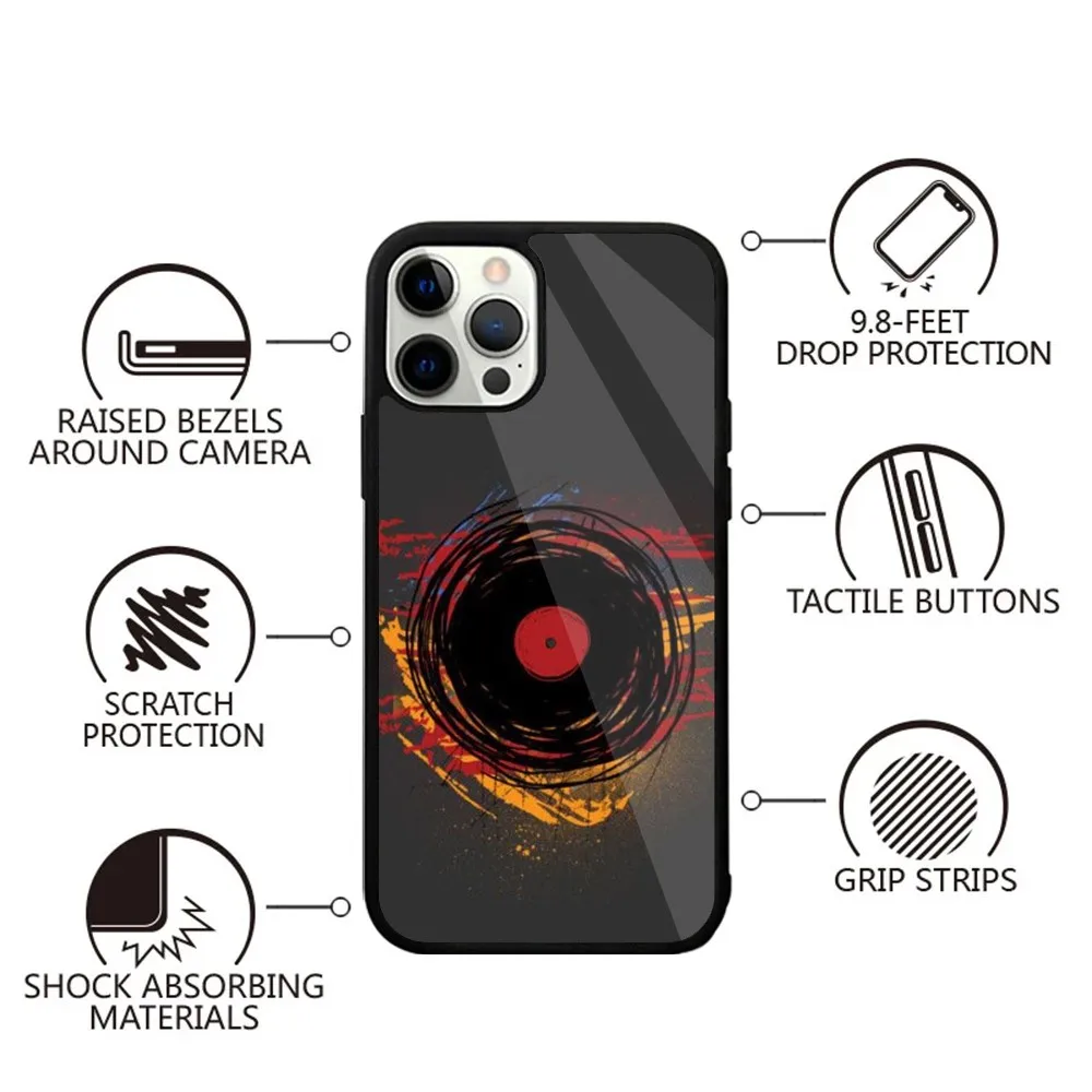 Vinyl DJ Record Art Phone Case For iPhone 15,14,13,12,11,Plus,Pro,Max Mini Magsafe Magnetic Wireless Charging