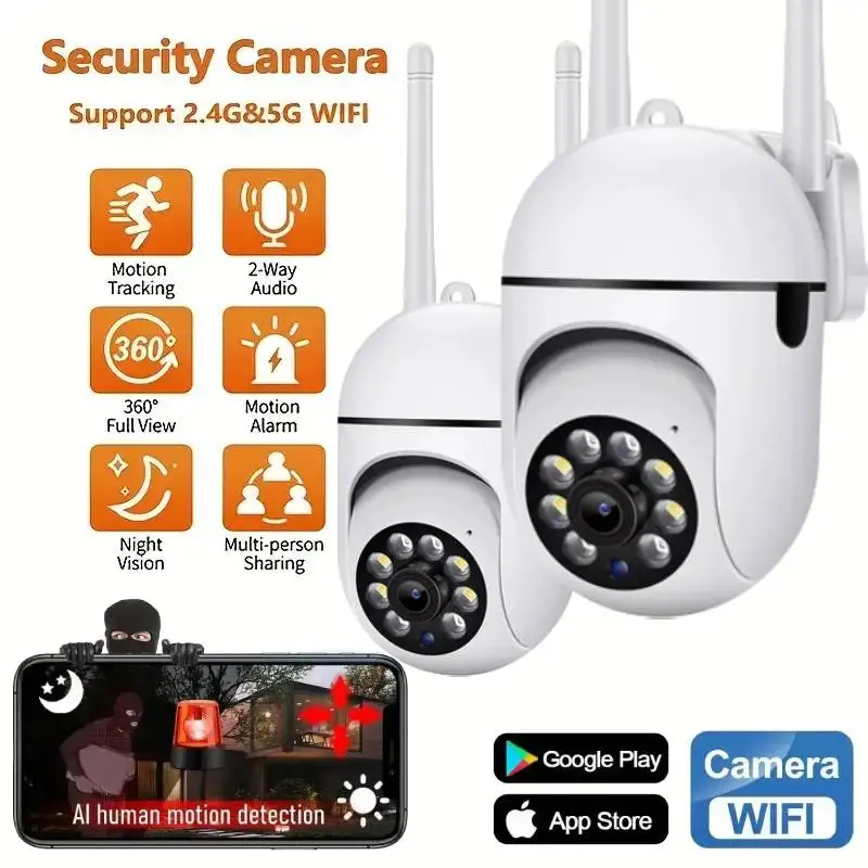 8MP Wifi การป้องกันความปลอดภัยไร้สายกล้องกลางแจ้งสี Night Vision PTZ กล้องวงจรปิด Smart home Security AI การติดตามมนุษย์