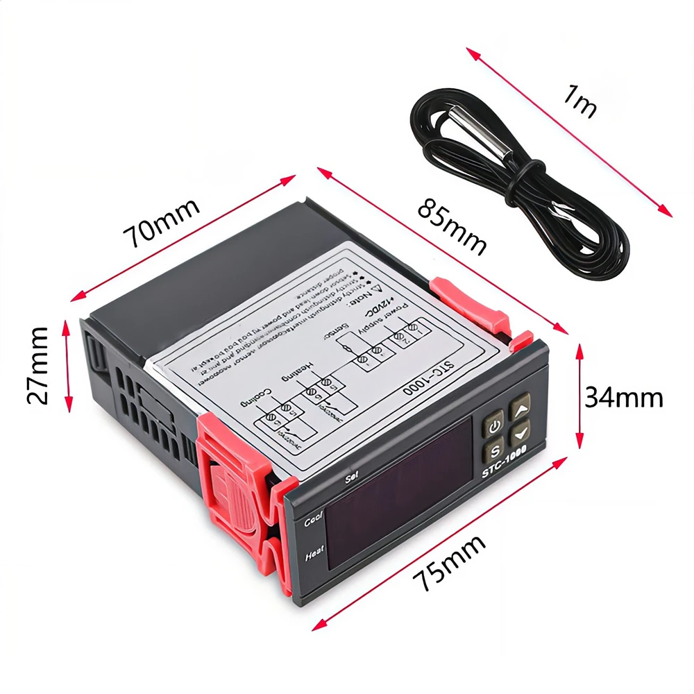 STC-1000 LED Digital Thermostat for Incubator Temperature Controller Thermoregulator Relay Heating Cooling 12V 24V 220V STC 3028