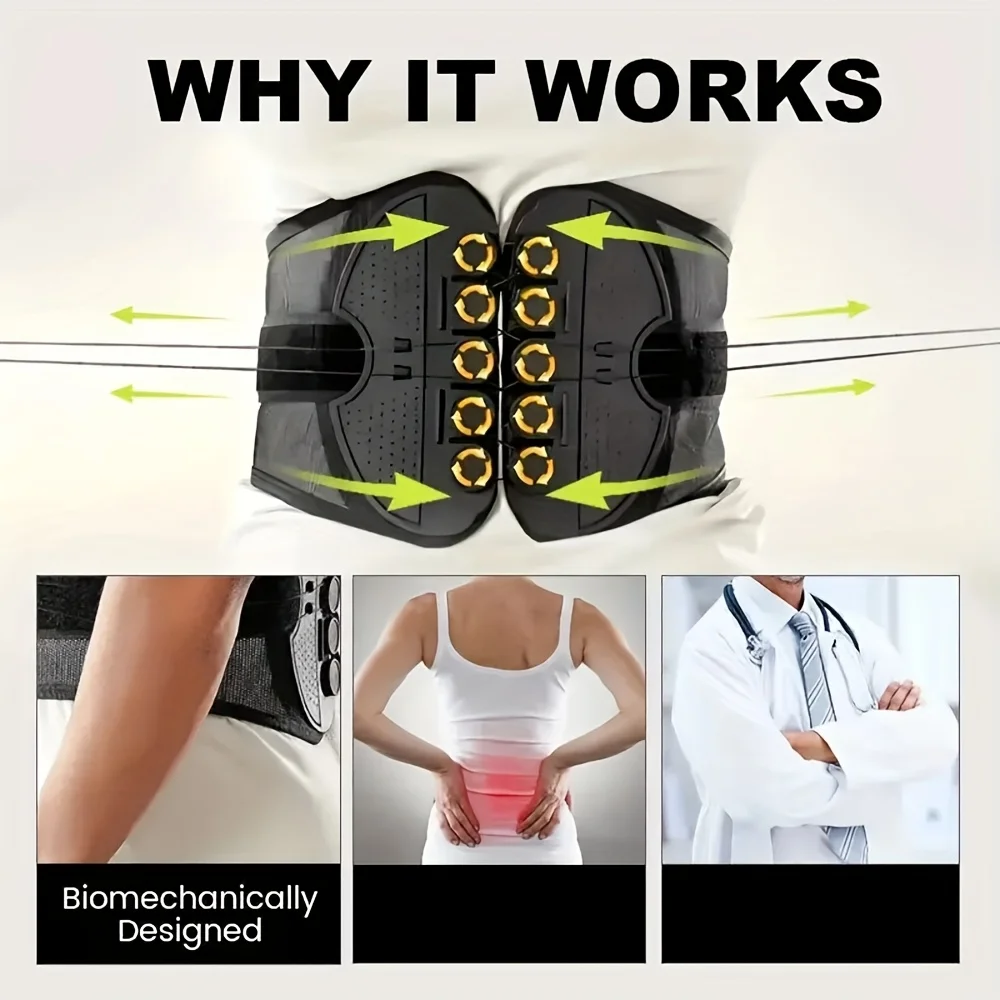 Unisex Lumbar Corrector Comfortable Breathable Fitness Correction Pain Relief Waist Support Belt For Herniated Disc, Sciatica