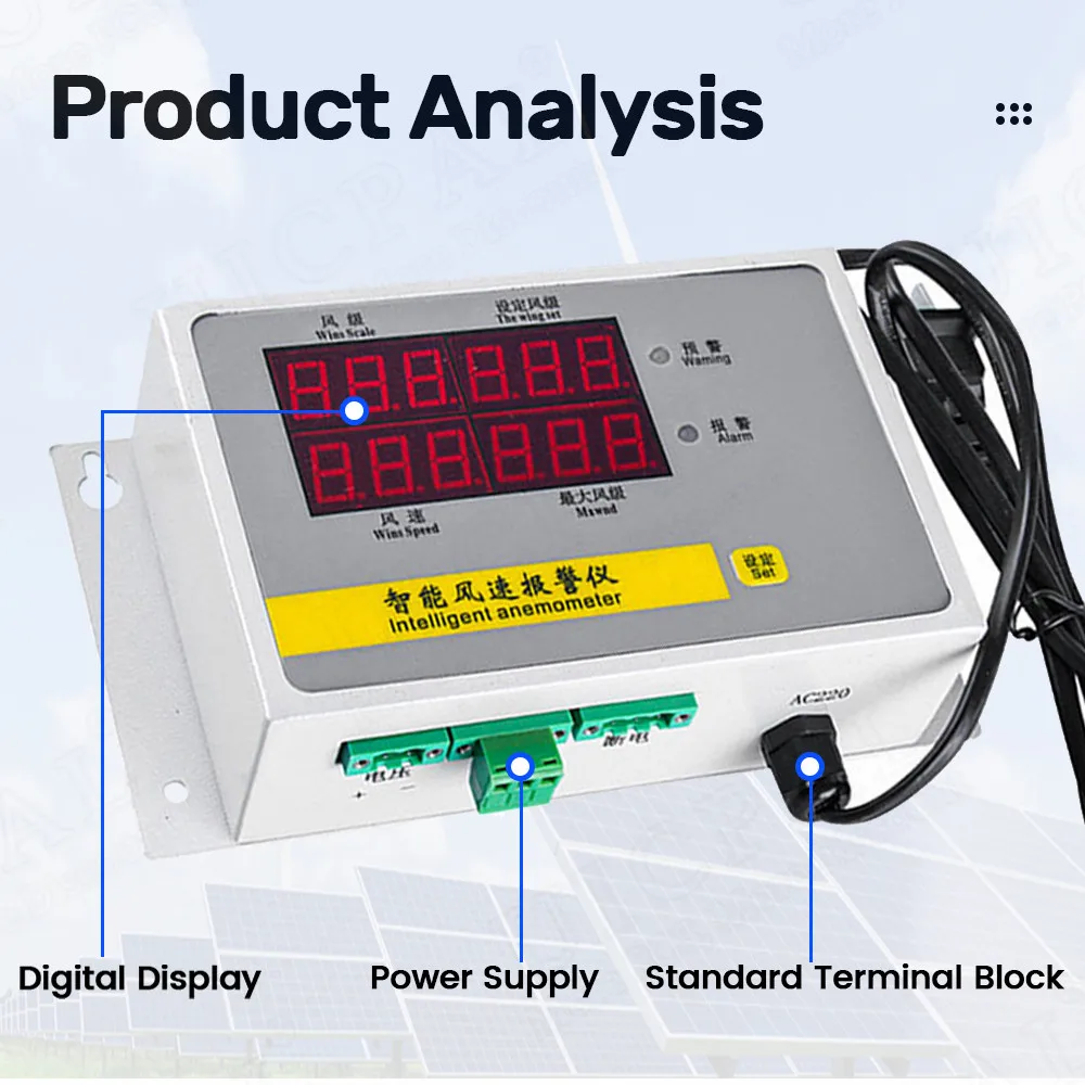 0-40m/s Wind Speed Sensor Wind Speed Gauge Aluminum Alloy Wind Blade Intelligent Wind Power Wind Level Transmitter Weather Alarm