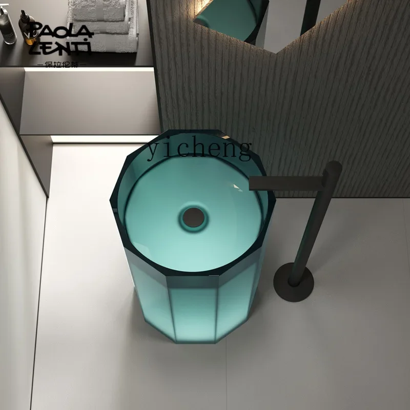 DSA floor-to-ceiling washbasin hotel bathroom color transparent crystal art basin household column basin