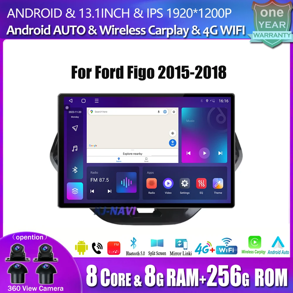 13.1-inch Android OS  For Ford Figo 2015 2016 2017 2018 Multimedia Player GPS Navigation Bluetooth Wireless Carplay Tools