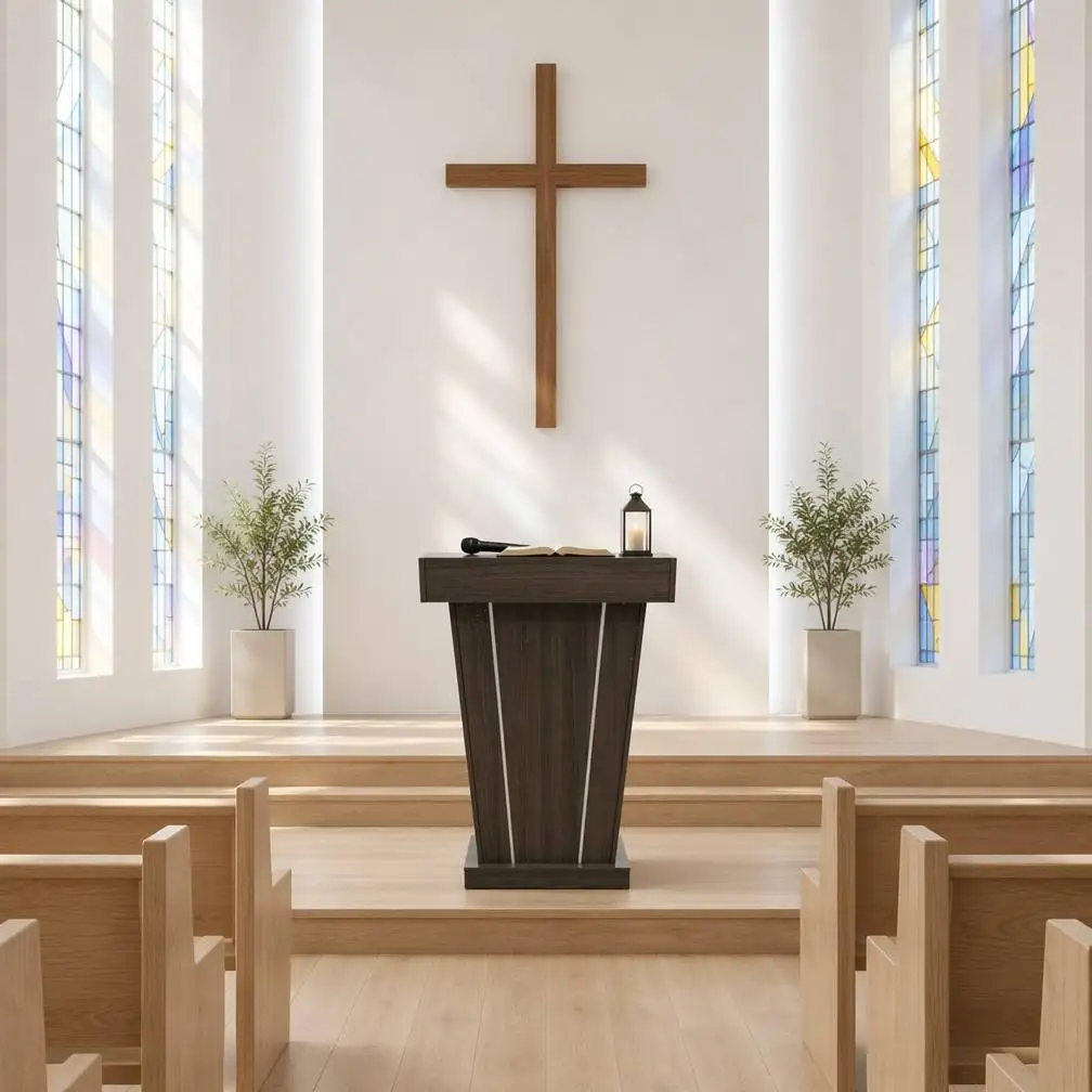 Artificial Board Eco-Friendly Durable Podium Lectern Speech Stand Slanted Reading Surface Book Lip Raised Edge Tapered School