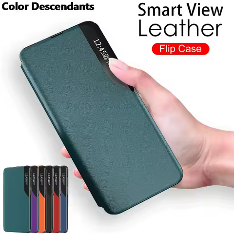 Smart View Case For Samsung Galaxy S25 S24 S9 S8 S10 S20 S21 S22 Plus S23 Ultra Note 20 8 9 10 Pro Leather Flip Phone Case Cover