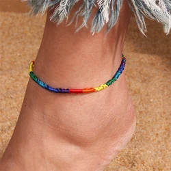 Fashion Colorful Handmade String Anklets for Women Summer Beach Foot Leg Chain Anklet Bracelet Girls Holiday Jewelry Gifts