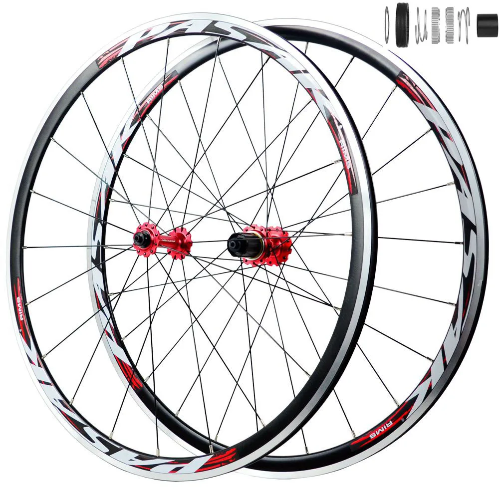 1 Pair Aluminum Alloy Four Pin Bearing Road Bike Wheelset 700c Dt Planetary Ratchet 54t Bicycle Wheel 11 Speed C Brake V Brake