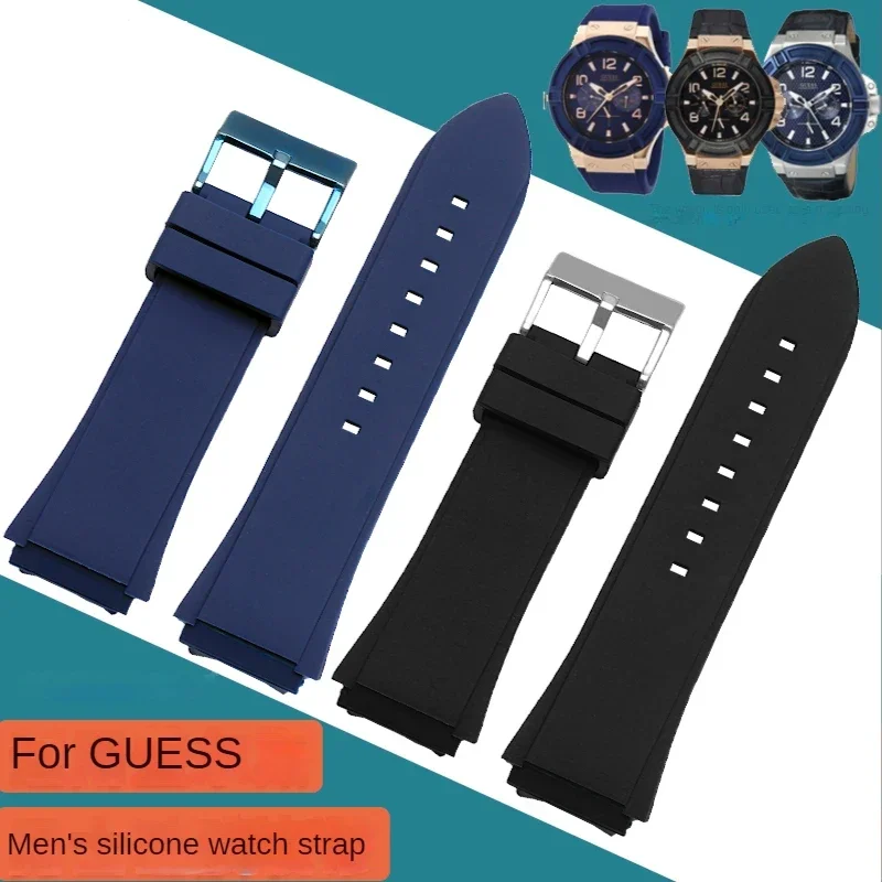 Excellent Quality Convex Interface Silicone Watchbands for Guess W040g7 W040g3 W0247g3 Durable Waterproof Sports Strap 22mm