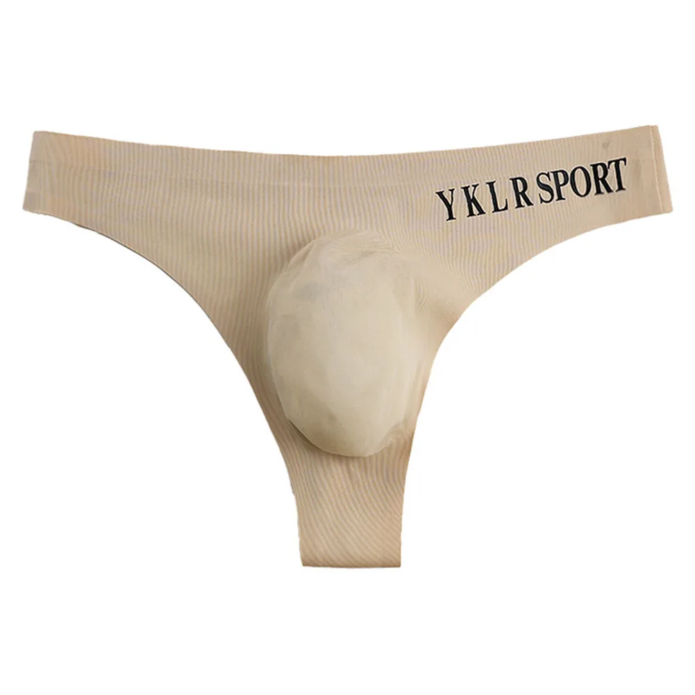 Men's Ice Silk Seamless G-String Thong Underwear With 3D Pouch, Low Waist Breathable T-Back Briefs For Fitness Daily Wear