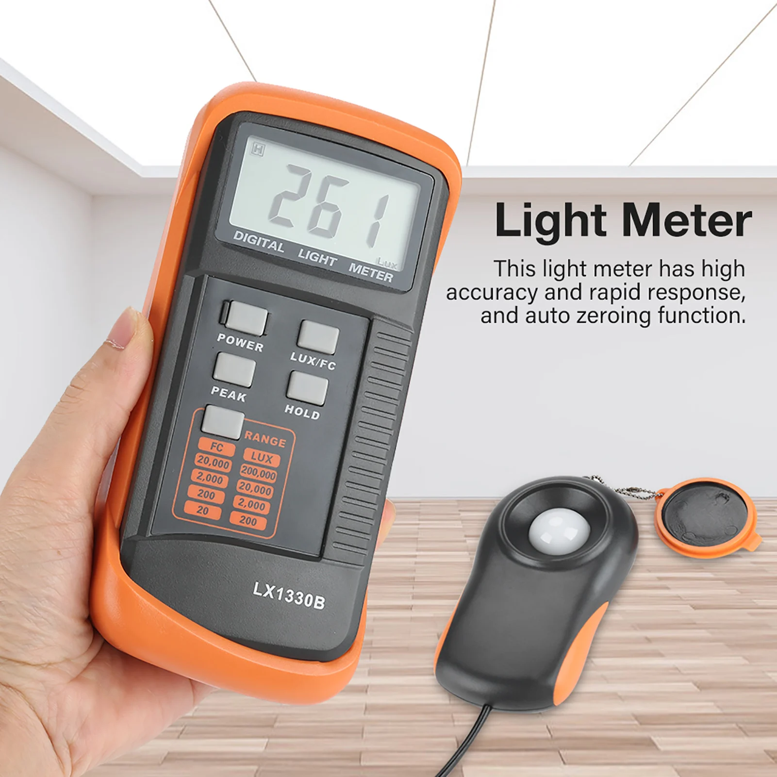 Digital Luxmeter Illuminometer LX1330B Digital Luxmeter LCD Display Light Meter 0-200 000 Lux Testing Illuminometer Light Meter