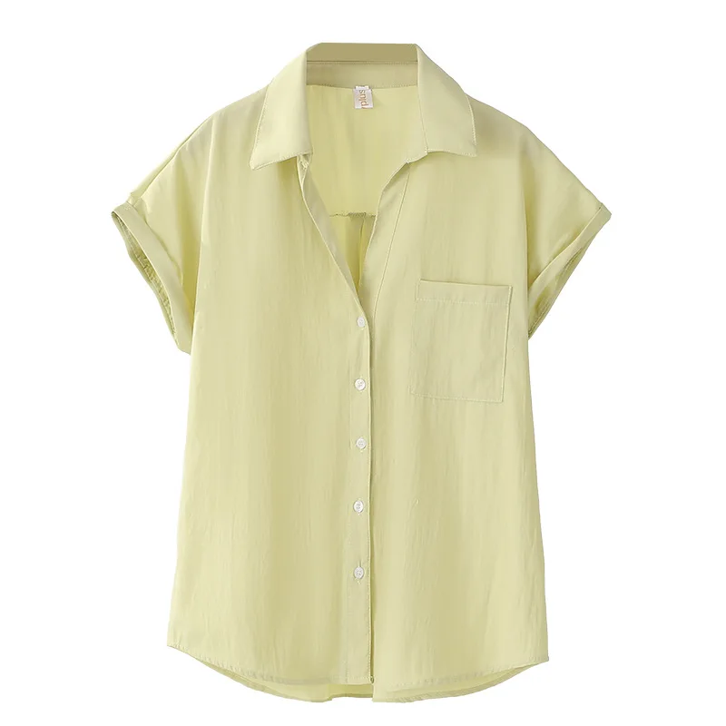 

Новая летняя рубашка больших размеров, женская одежда, стильные и повседневные маленькие блузки с v-образным вырезом, 100 кг, для поездок на работу, H650