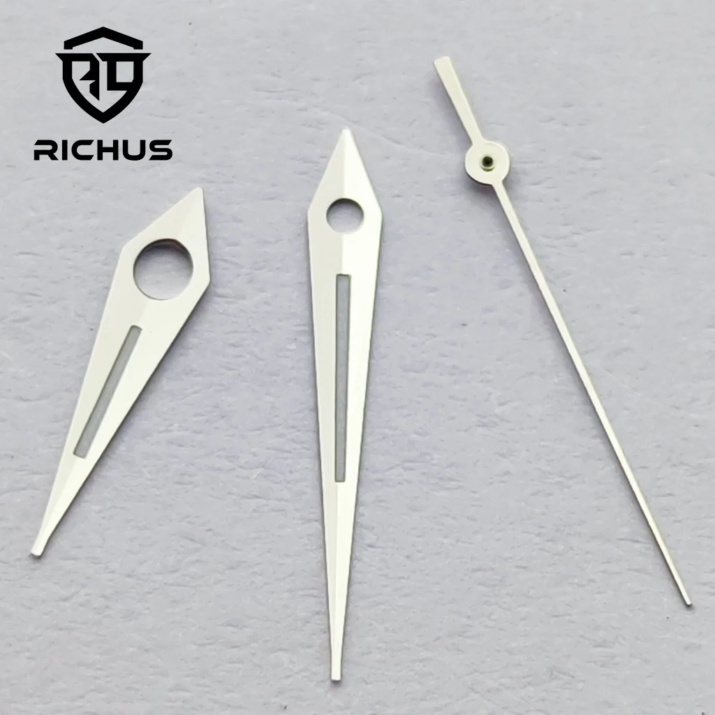 RICHUS NH35 ساعة يد فضية ساعة يد خضراء مضيئة تناسب NH34 NH35 NH36 ETA2824 2836 Miyota8215-DG حركة #4