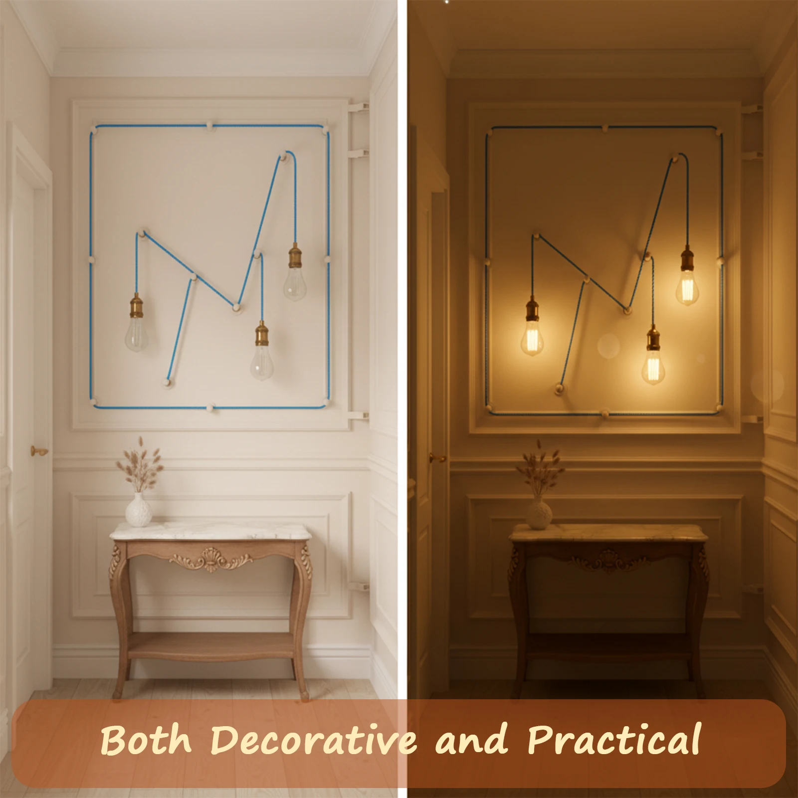 Vintage Nylon Twisted Braided Lamp Wire, Wear-resistant Decorative Electrical Cord for Geometric Wall Light Layout DIY Project