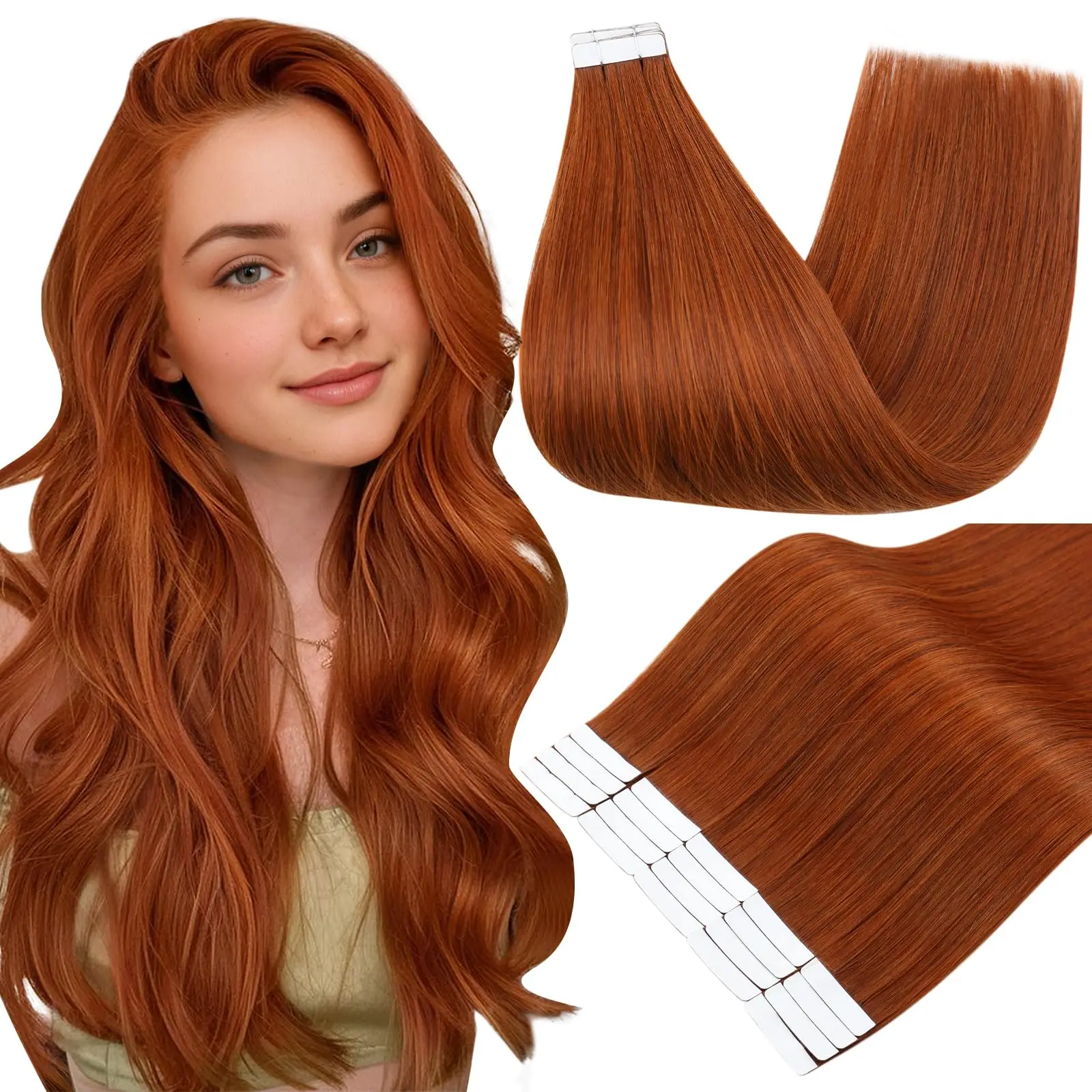 

Лента из 100% человеческих волос Remy для наращивания, 20 шт., ультратонкий уток 12-26 дюймов для гладкой отделки