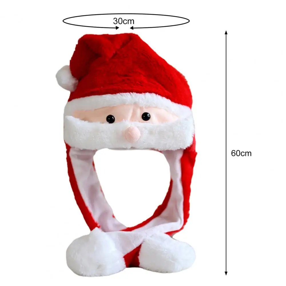 Christmas Plush Hat Christmas Hat with Moving Ears Festive Christmas Santa Hat with Moving Ears Jumping Action for Xmas for Kids