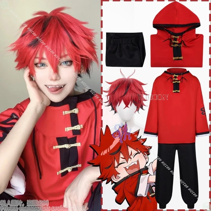 أنيمي Gokurakugaiii تأثيري ألما زي الأحمر البلوز السراويل فاسق موضة Y2k موحدة الباروكات هالوين عيد الميلاد لعب الأدوار كوس #1