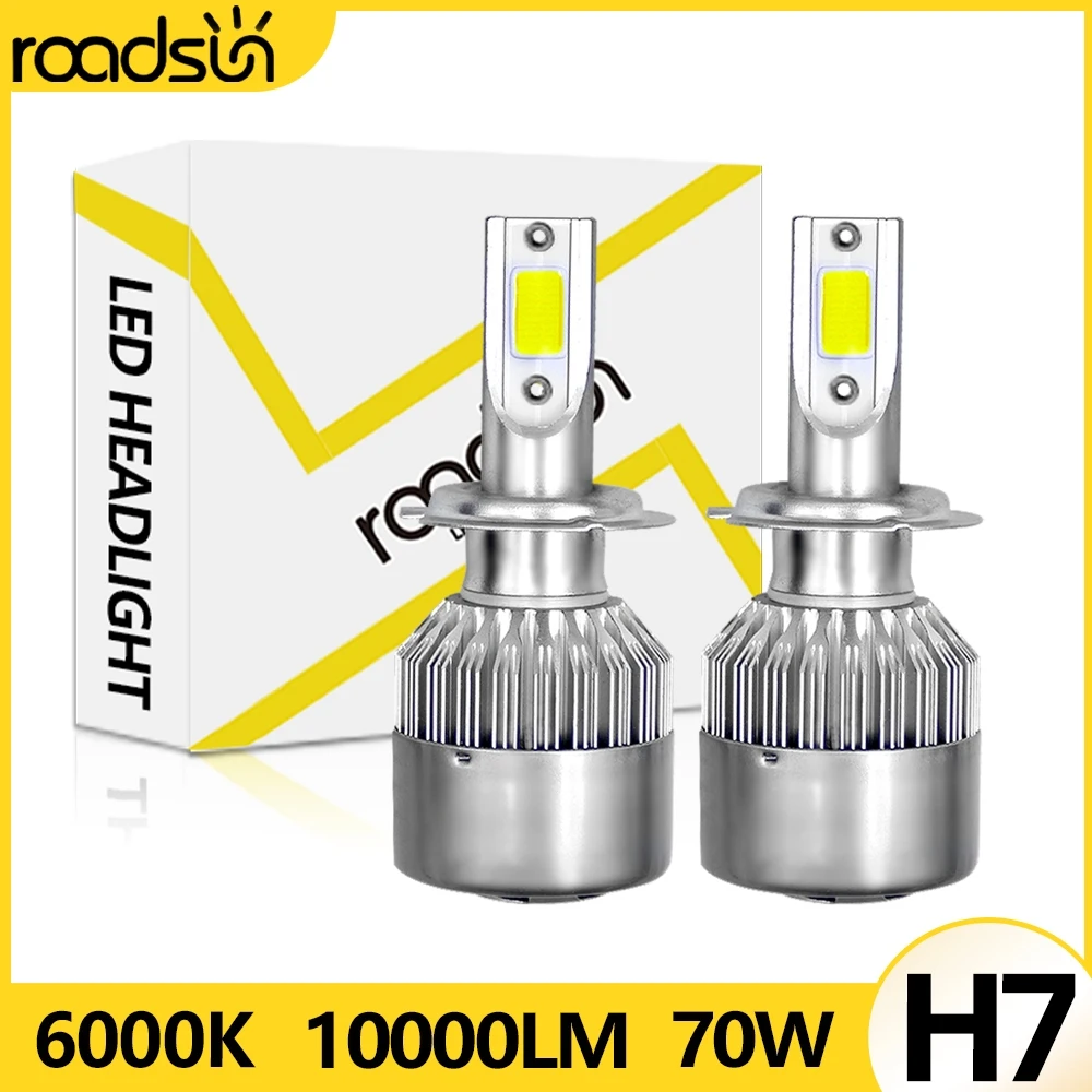 1 Pair C6 LED Car Headlight Head Lamp Bulb 10000LM Auto LED H7 COB Chip 6000K Car Fog Lamp With High Speed Cooling Fan