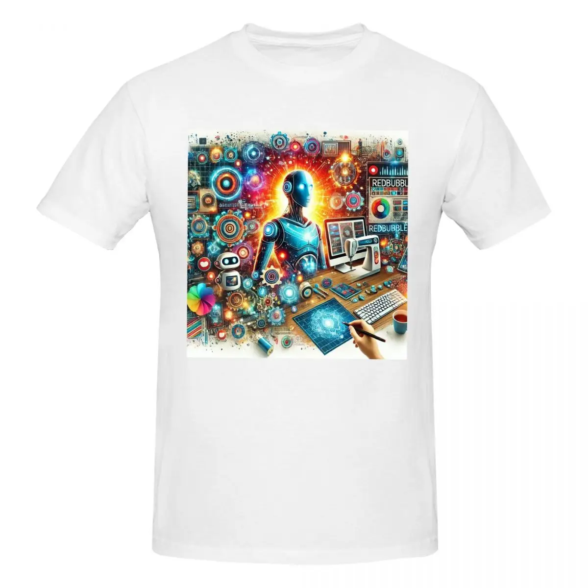 

Креативный рабочий поток, футуристический дизайн и прогресс, мужская футболка больших размеров, мужские хлопковые футболки с круглым вырезом, короткие летние мужские футболки