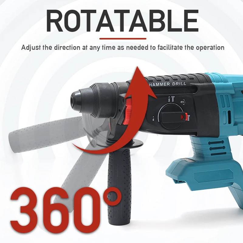 Brushless Cordless Rotary Hammer Drill 18V Multifunction Hammer Drill Rechargeable For Makita 18v Battery no Battery