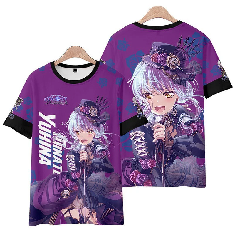 Popular Girl Band Roselia BanG Dream T-shirts 3D Yukina Minato Print Kids Anime Tees Summer Men Women Harajuku Short Sleeve Tops