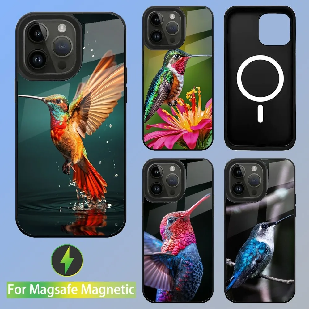 Animal Hummingbird Phone Case For iPhone 16,15,14,13,12,11,Plus,Pro,Max Mini Magsafe Magnetic Wireless Charging