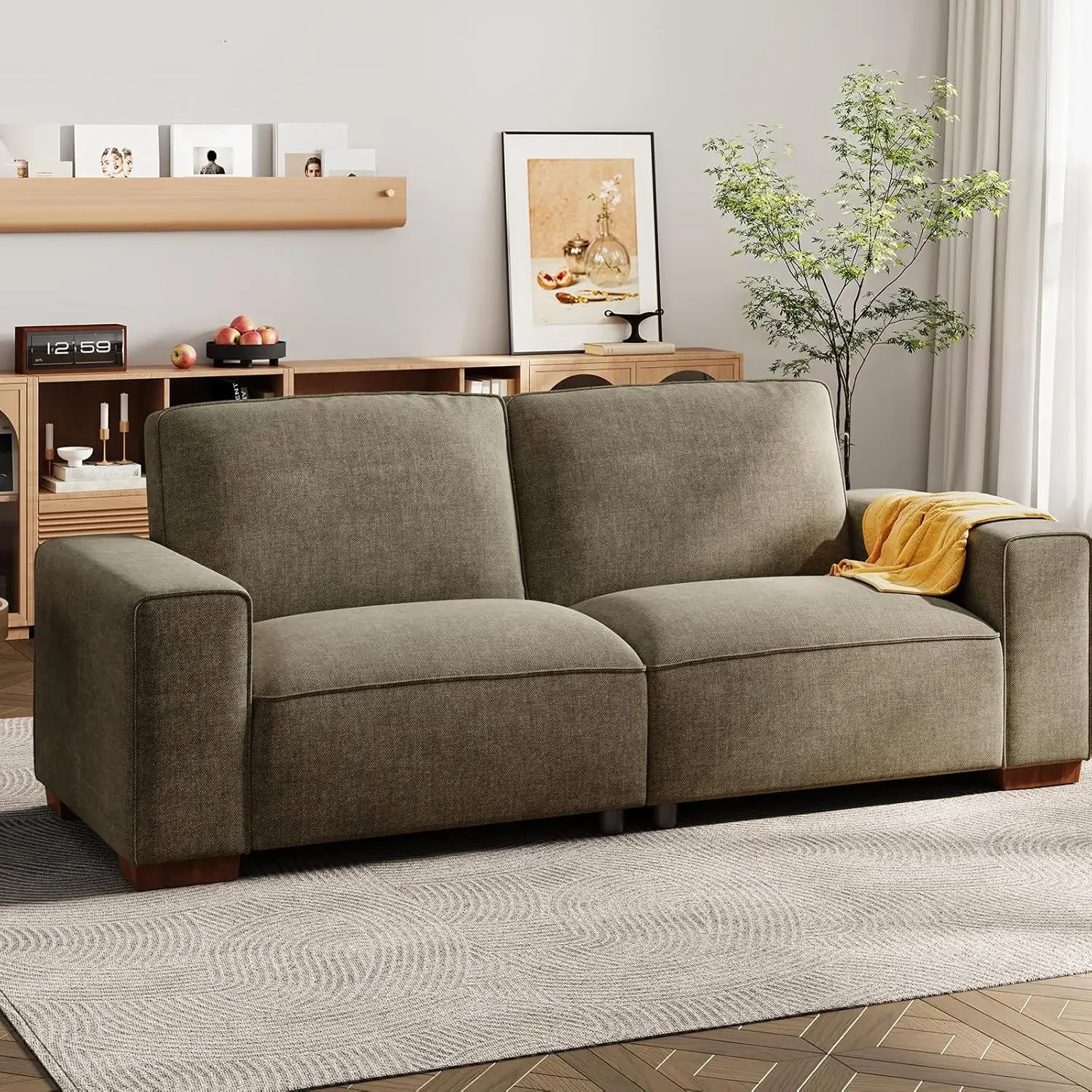 90 Inch Oversized Couch, 23 Inch Extra Deep Seat Couch With Wide Arms, Modern Chenille Sofa, Easy Assembly, Comfy Couches For