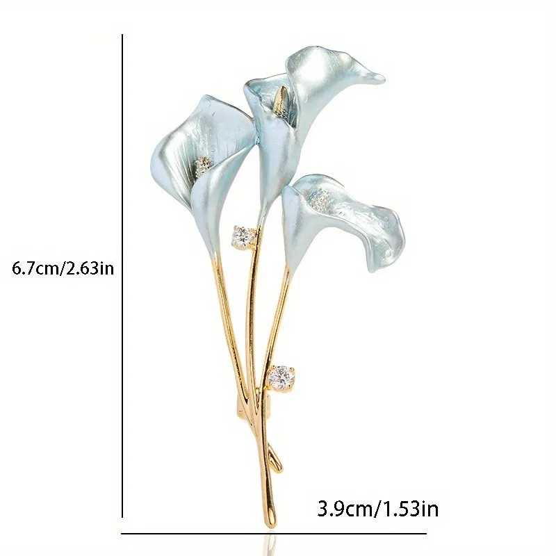 New Arrival Women Girls Classic Enamel Lily Flower Brooches Pins Exquisite Simple Design Plant Series Lady Party Pin