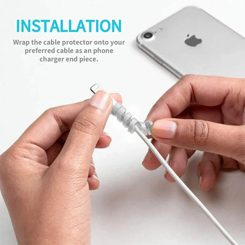 10PCS Cable Protector Cover Silicone Bobbin Winder for IPhone 13 Samsung S21 Xiaomi Poco Cable Charger Cable Cord Organizer Clip image 3