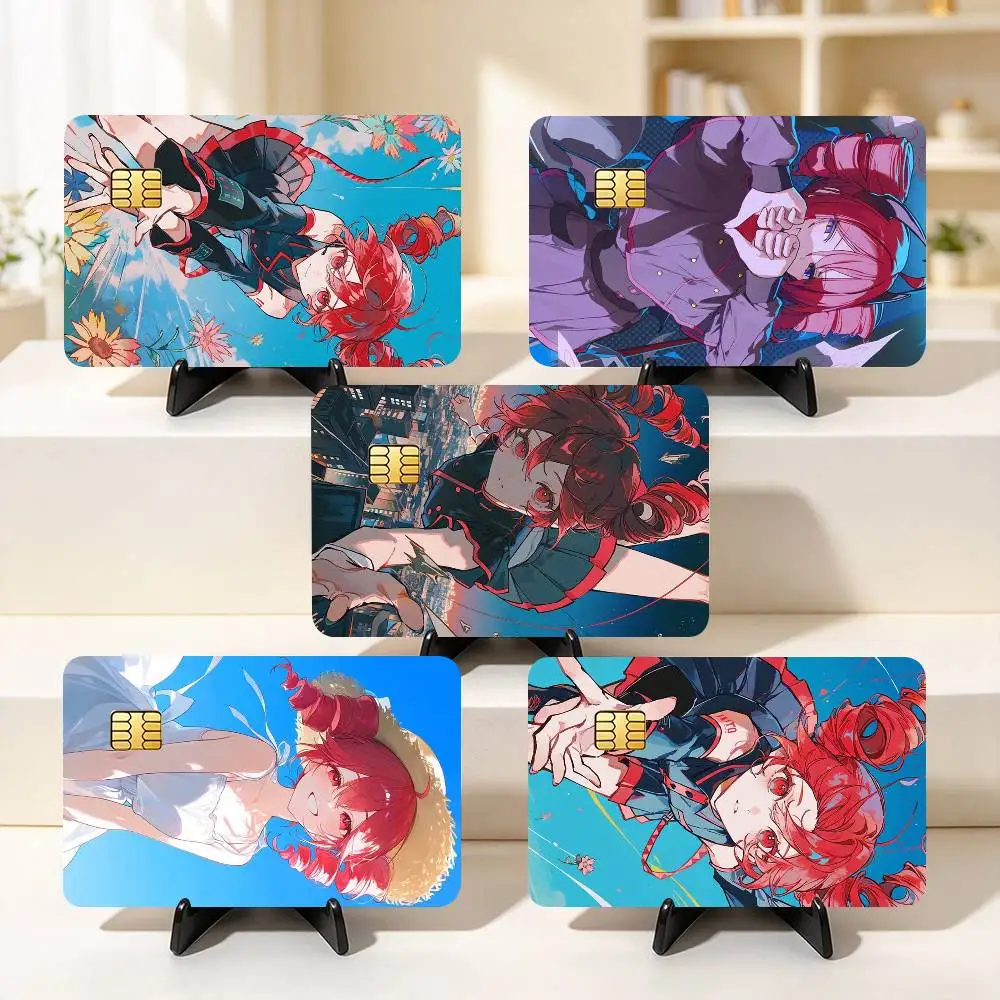 K-Kasane Teto Virtual Idol  Credit Card HD Stickers Game Card Decal Small Chip Waterproof Sticker Gift
