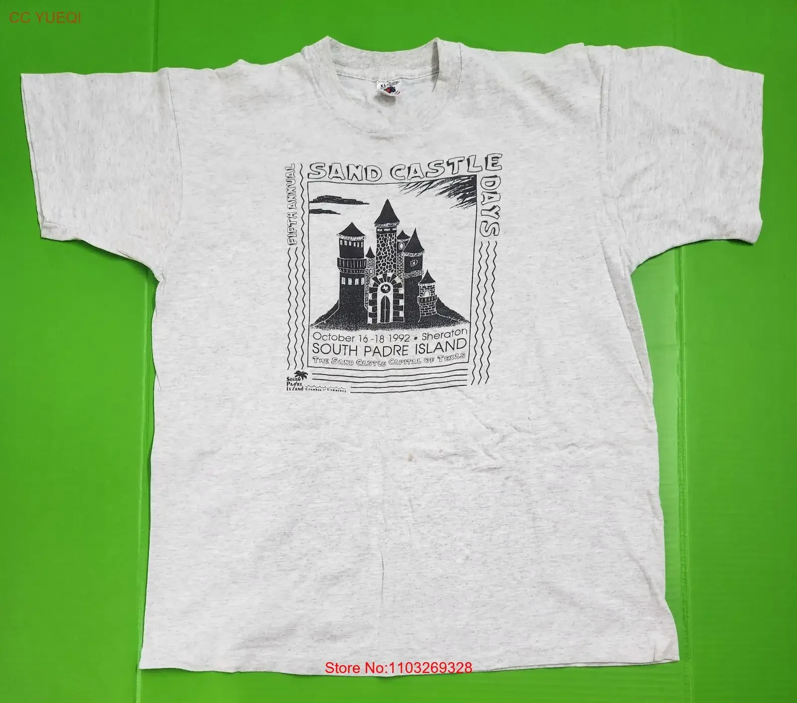 Винтажная серая футболка 90-х годов South Padre Island Sand Castle Days Sheraton, размер XL, винтажная стираная мягкая удобная повседневная мужская футболка