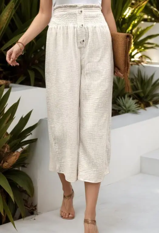 Women's Pant 2026 Summer Loose New Style with A Drawstring Design High Waist Casual Loose Wide Leg Pants Suitable for Daily Use