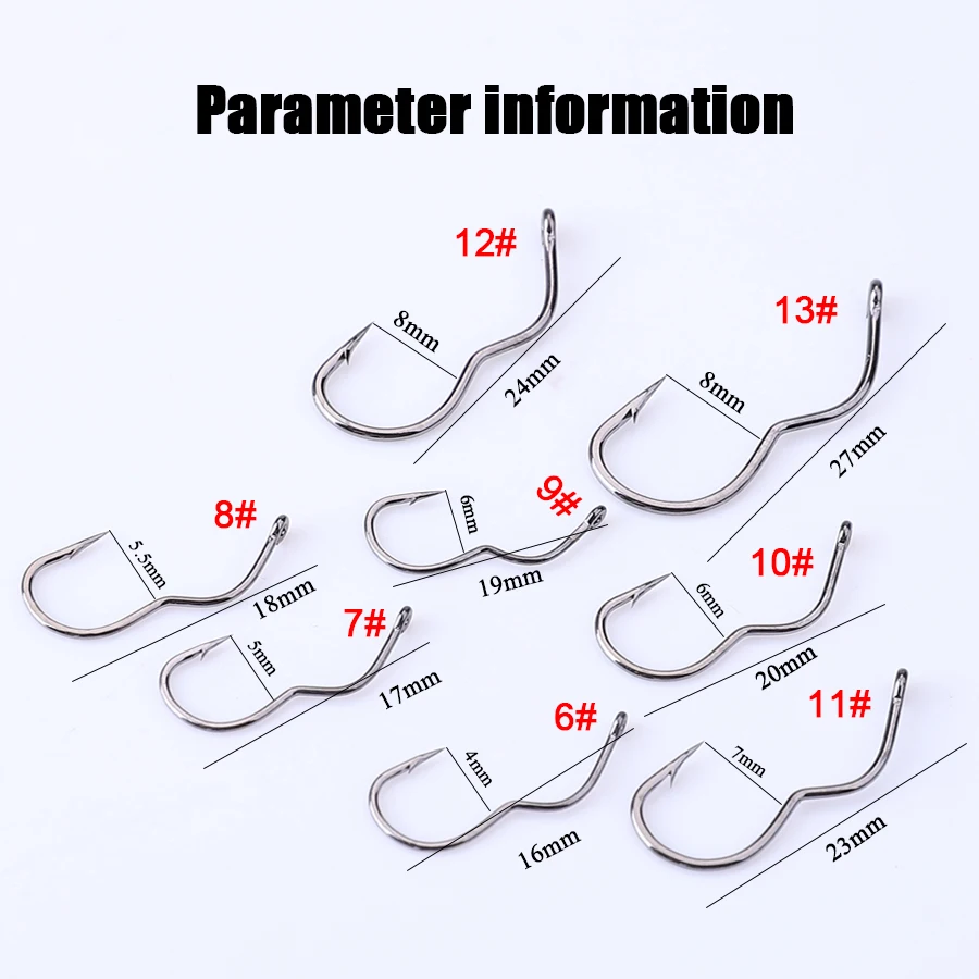 FISH KING 12PCS High Carbon Steel Automatic Flip Fishing Hook Freshwater 6#-13# Sharp Barbed Single Fishhook Carp Fishing