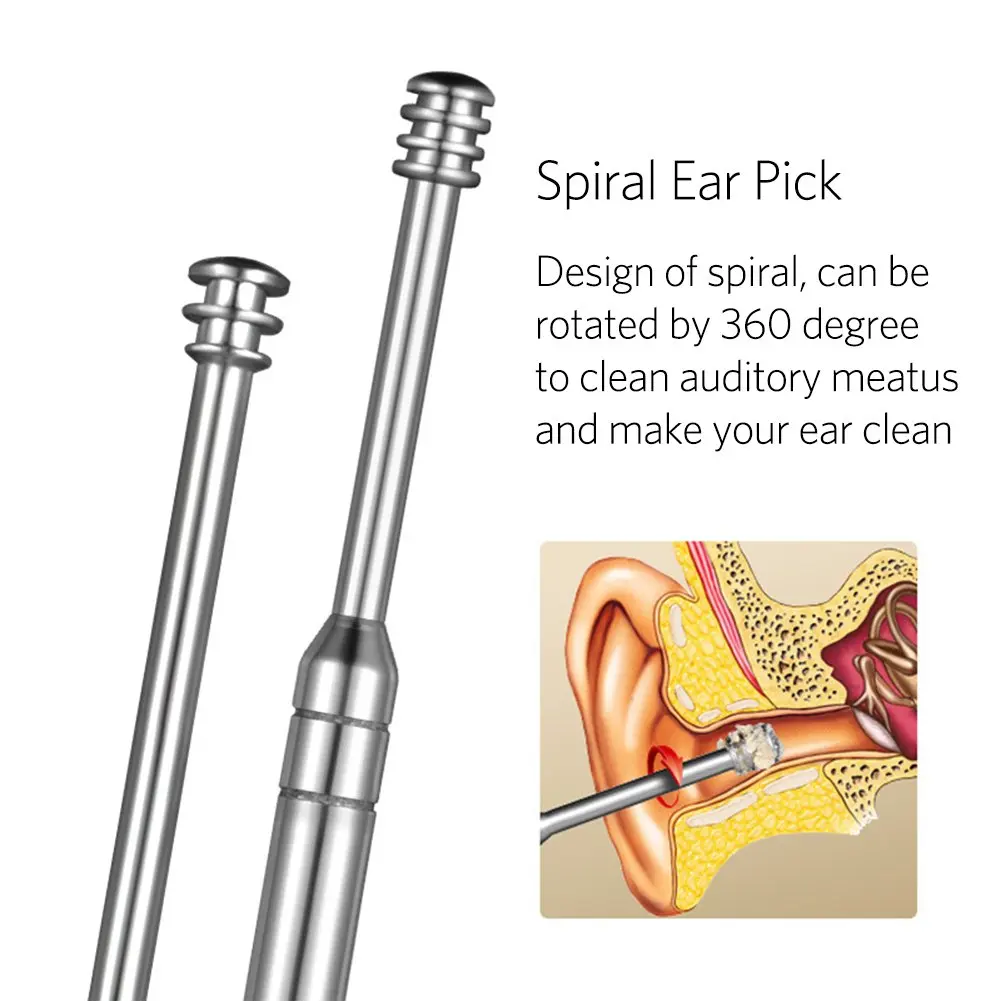 8 Pcs Ear Pick Earwax Removal Kit Geengle Ear Cleansing Tool Set Ear Curette Ear Wax Remover Tool with a Cleaning Brush