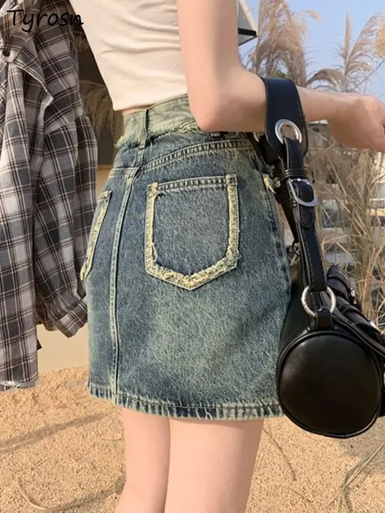

Denim Skirts Women Slim Retro Design All-match Mini Faldas Korean Style Leisure Sexy Popular Empire Simple Daily Ladies Summer