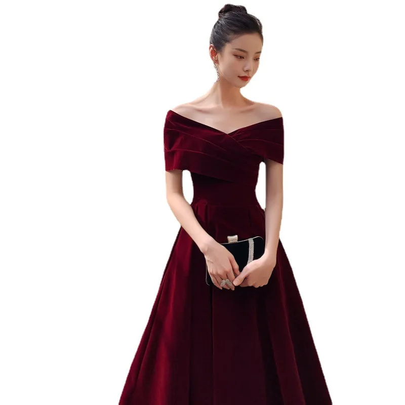 Ladies Women Wedding Prom Gowns Red Stain Sexy Ball Dresses Formal Banquet Evening Party Femme Dress Cocktail Vestidos New Year