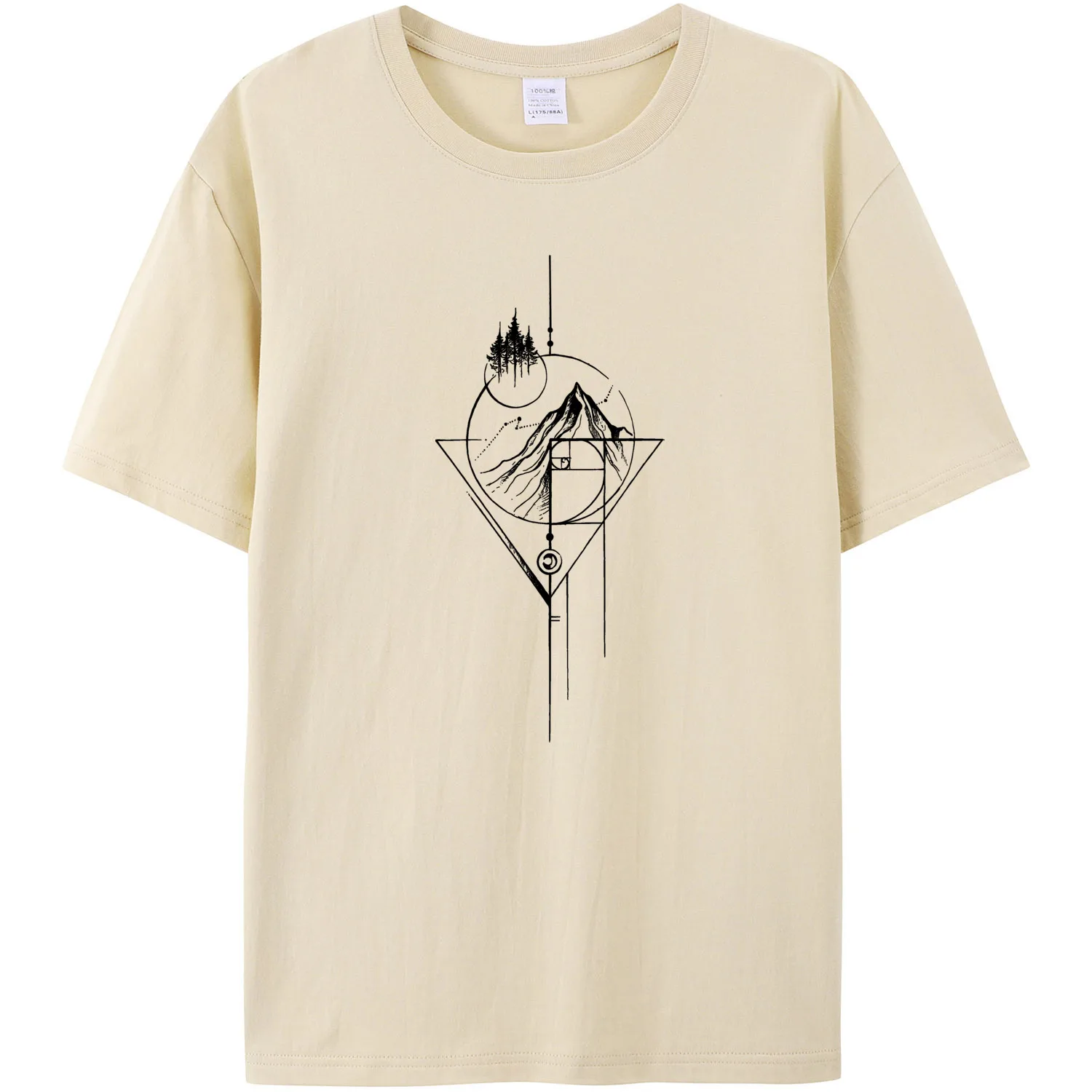 白い半袖Tシャツ,綿100%,楽しいグラフィック,屋外,自然,夏,180gms