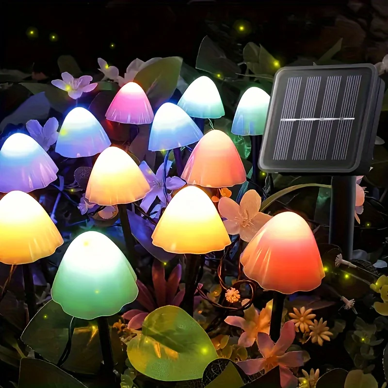 

Mushroom Solar Lights-Set of 10/30pcs Fairy String Light 8 Modes Solar Pathway Lighting Outdoor Decor for Garden Yard Christmas