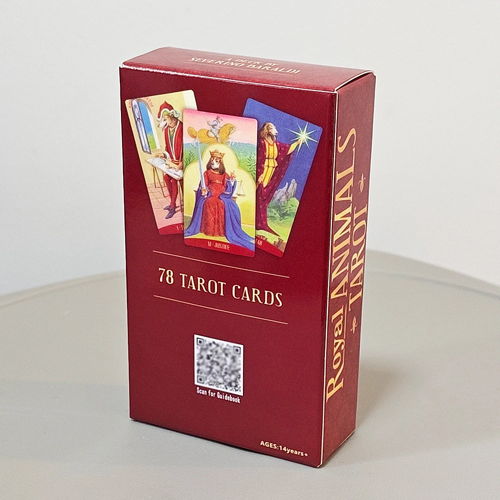 Mazzo di tarocchi RoyalAnimals 10,3 * 6 cm basato sul sistema Rider Waite Tarocchi d'arte italiana in stile rinascimentale da 78 carte